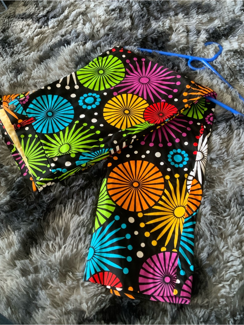 Men's Black Multi-Color Burst Print Pants “Ferris Wheel”
